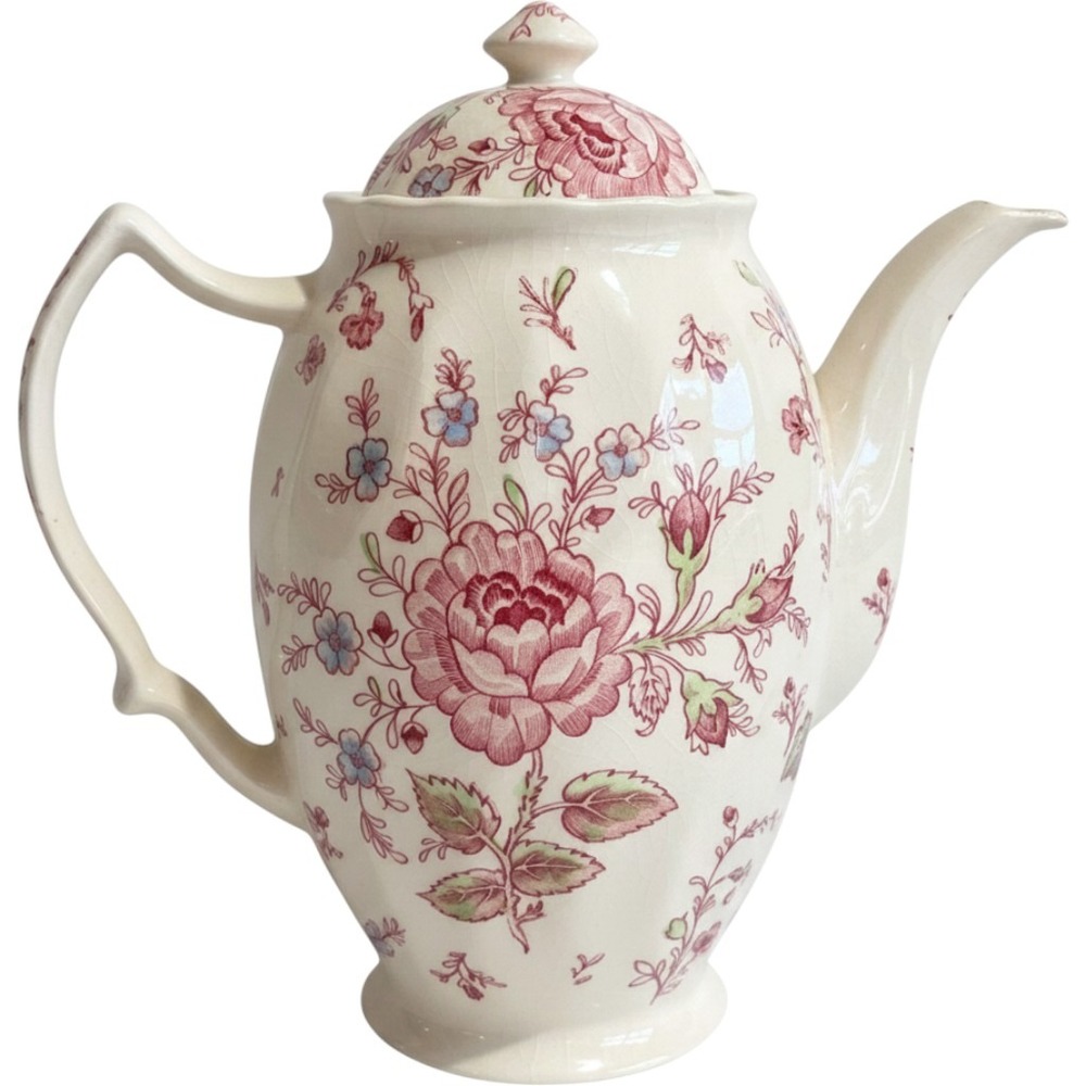 Johnson Brothers Rose Chintz Pink Coffee Pot 2.5 Pint Made in England Floral
